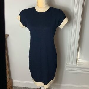 St John by Marie Gray Santana Knit Shift Navy and Cream Dress. Size small.